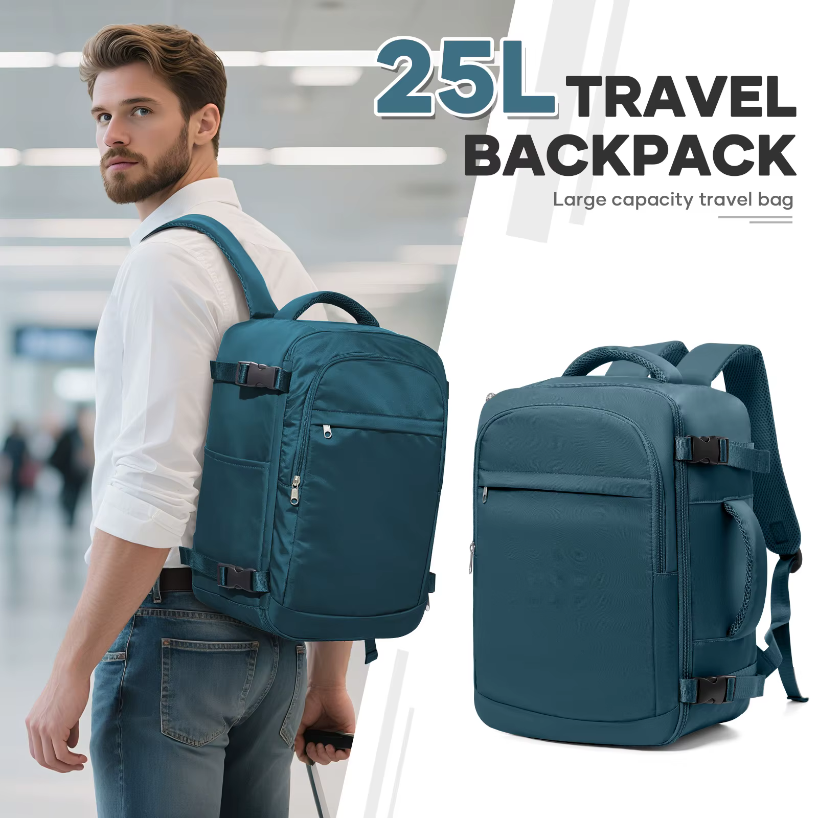 Sac à dos de voyage sous le siège Ryanair 40x20x25, sac à dos de voyage en avion, pratique pour l'ex