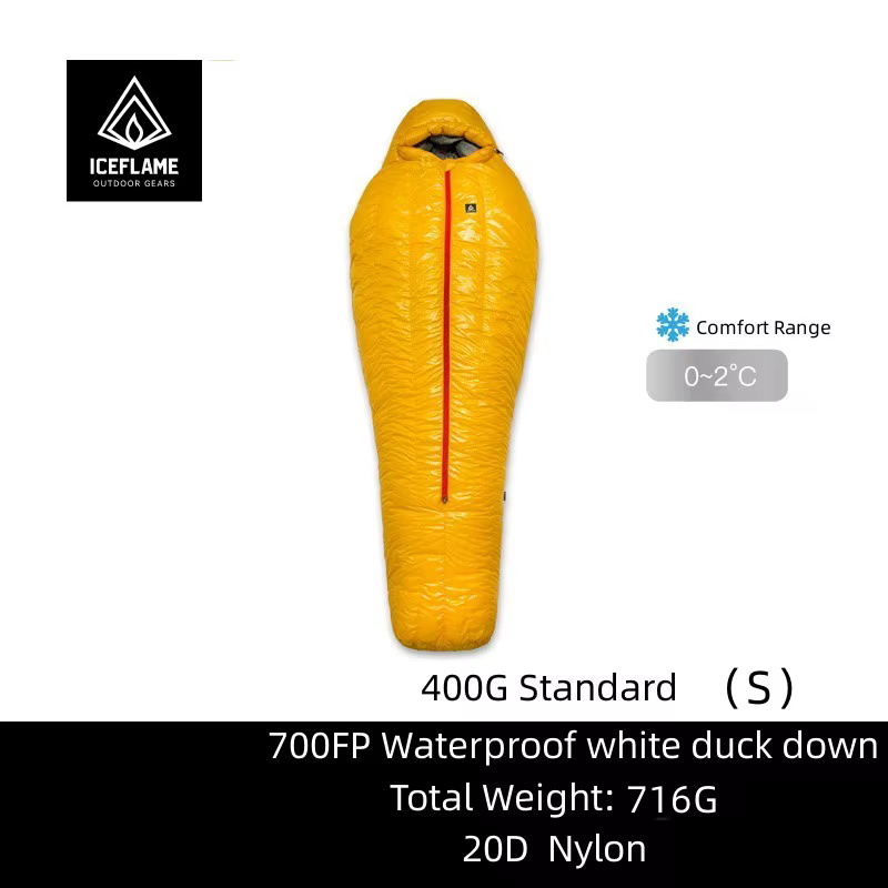 Sac de couchage en duvet d'oie blanc ultraléger pour adultes, en Nylon, flamme de glace HW 20D, Camp