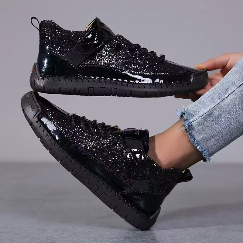 Chaussures de sport décontractées en cuir à bout bas et semelle plate pour femmes, tendance, polyval