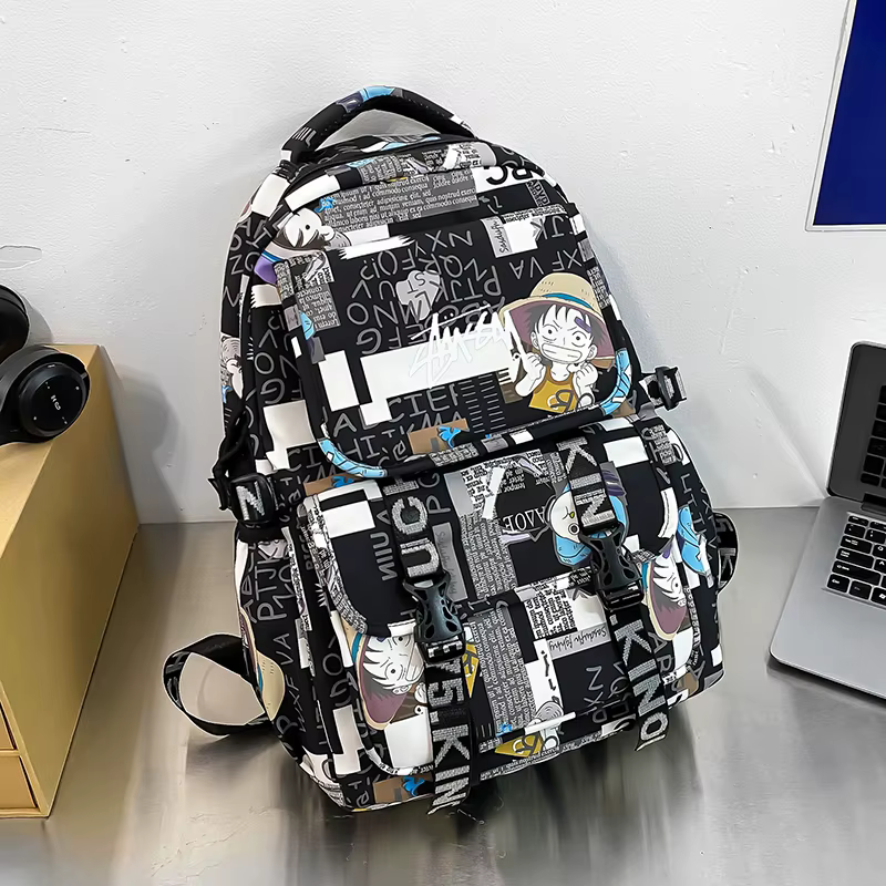 Sac d'école une pièce pour hommes et femmes, sac à dos Graffiti de grande capacité, sac à dos de per