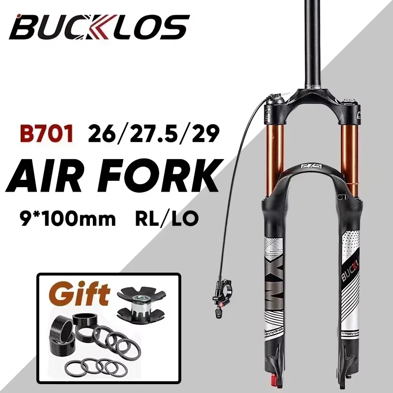 BUCKLOS VTT fourche pneumatique 9*100mm vélo Suspension pneumatique fourche voyage 120mm Tube droit/