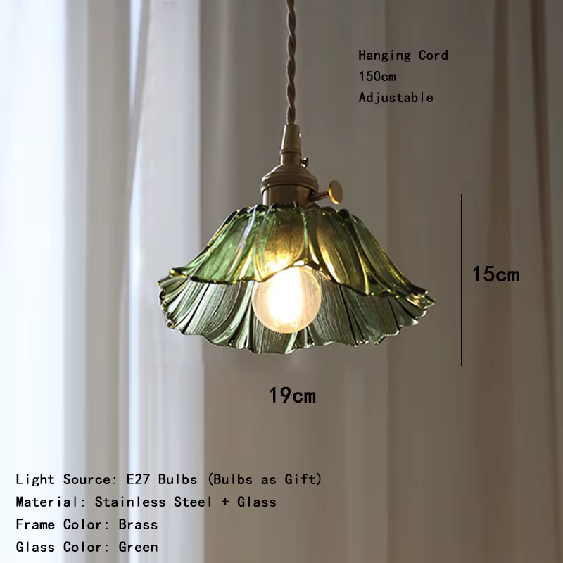 Lampe LED suspendue en forme de pétale de verre, design vintage, éclairage d'intérieur, luminaire dé