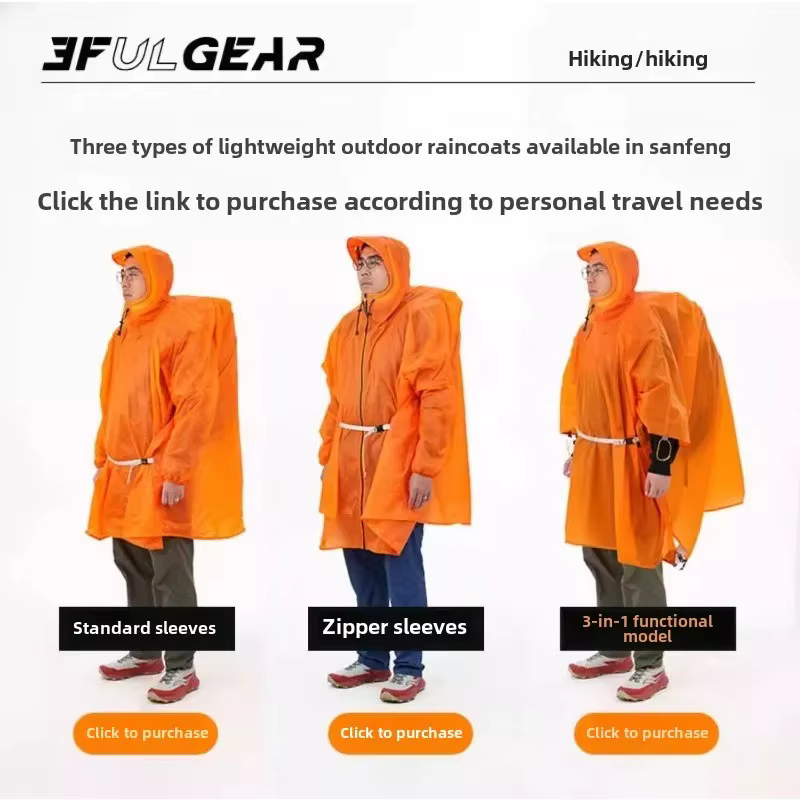 3F UL GEAR 15D/220T Imperméable en nylon ultraléger, poncho de pluie imperméable pour le cyclisme en