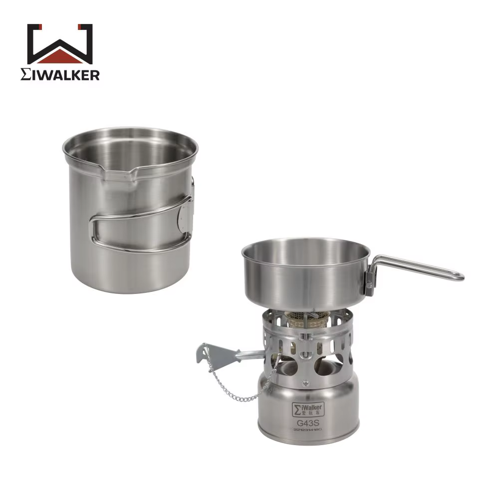 IWALKER G43S ensemble de cuisine poêle de Camping essence e poêle brûleur silencieux avec casseroles