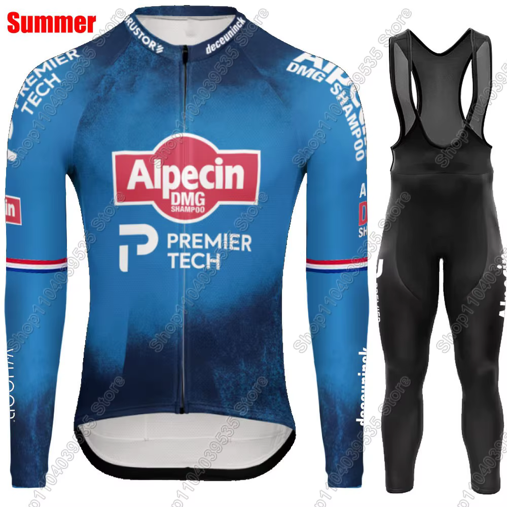 Alpecin Deceuninck 2026 Van Der Poel Maillot de cyclisme gris à manches longues ensemble été hiver c