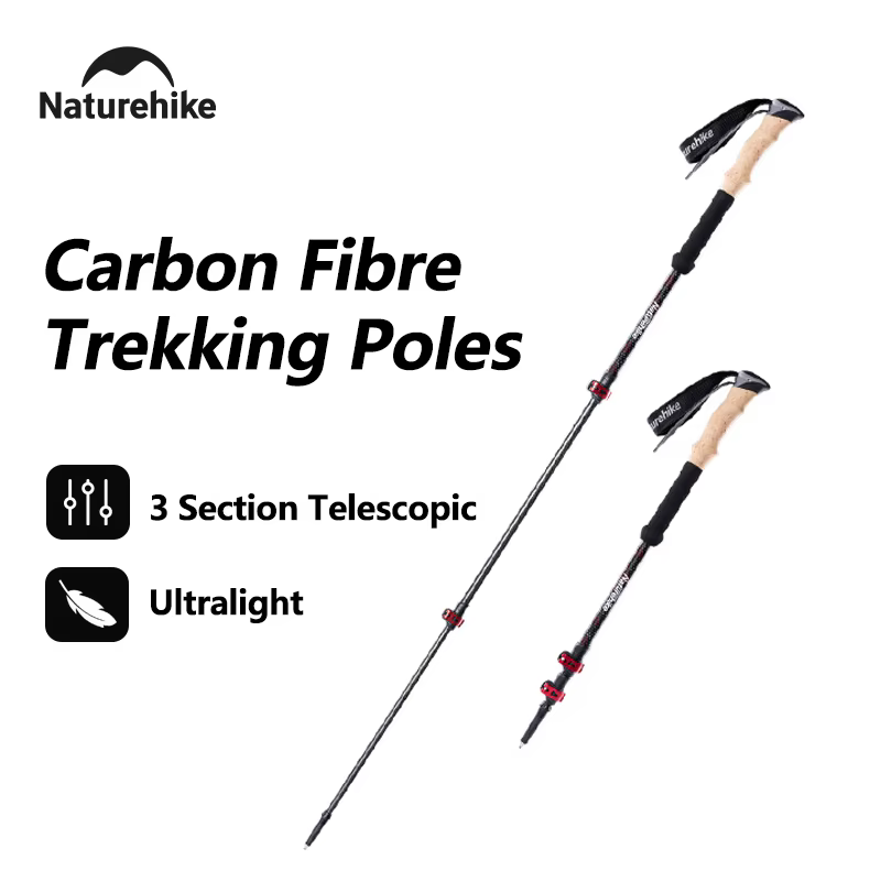Bâtons de randonnée Naturehike, 1 pièce, bâton de randonnée pliable en fibre de carbone, bâtons téle