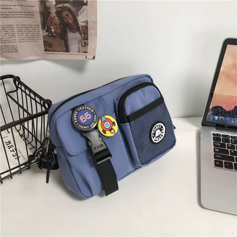 Petit sac à bandoulière en toile à séchage rapide, Portable Harajuku pour hommes, pochette à fermetu