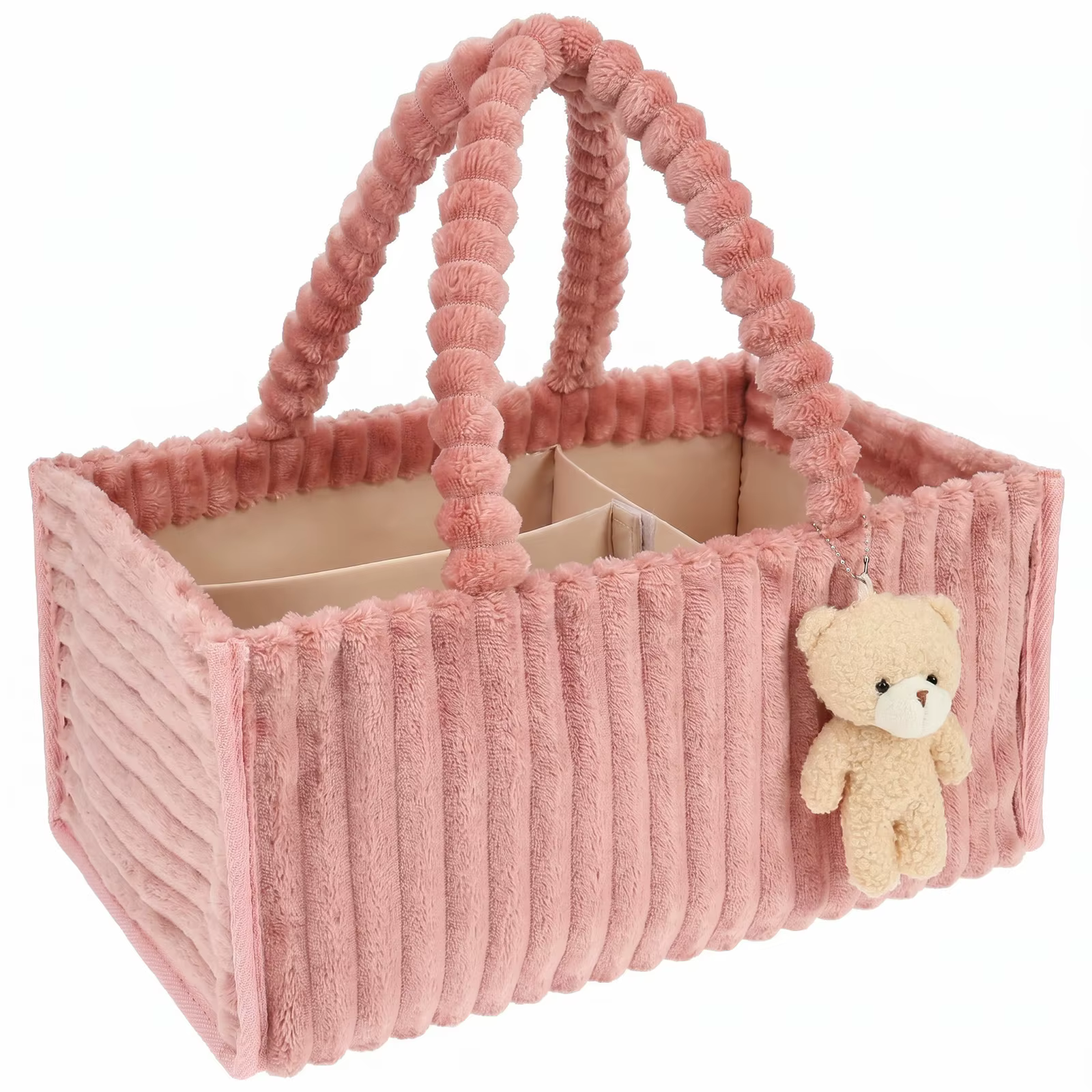 Organisateur de couches pour bébé en velours côtelé, panier de rangement pour couches avec poignée,