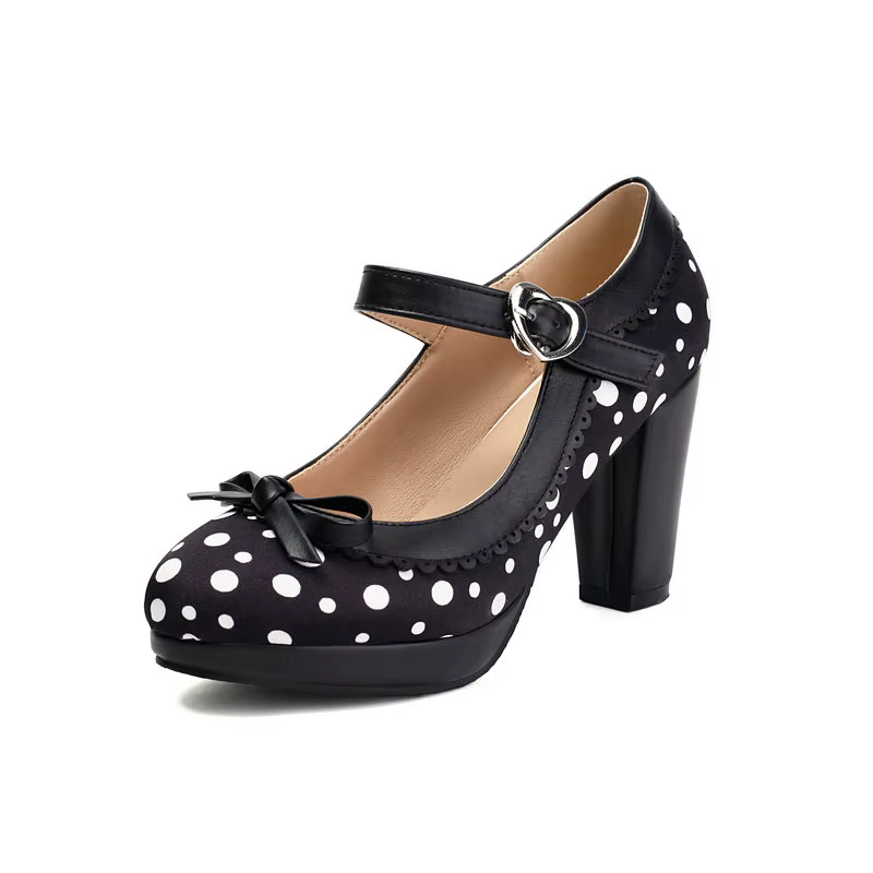 Grande taille 47 48 46 femmes chaussures à pois fleur imprimé bout fermé printemps automne pompes bl