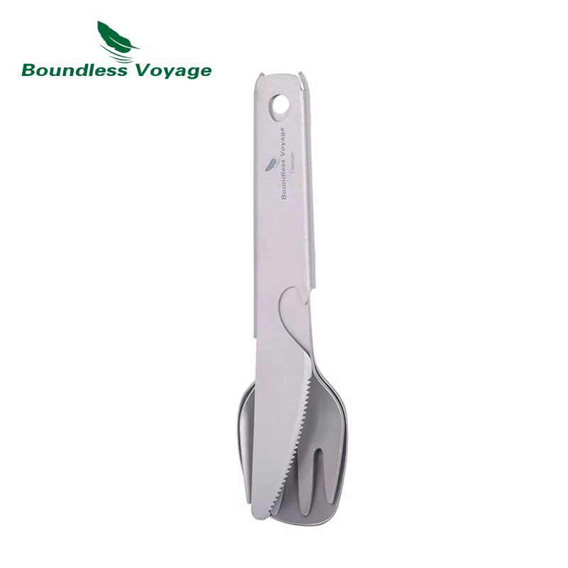 Ensemble de vaisselle en titane Voyage sans limites, couteau utilitaire d'extérieur, fourchette cuil