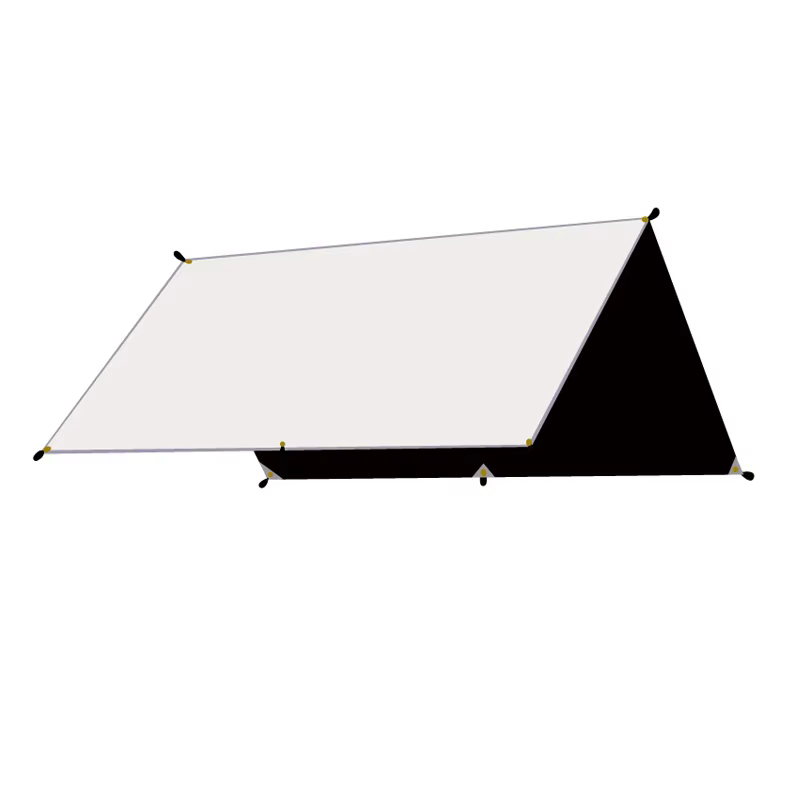 Tente de survie 4x3m avec bâche noire, abri solaire, auvent imperméable pour le camping et la randon