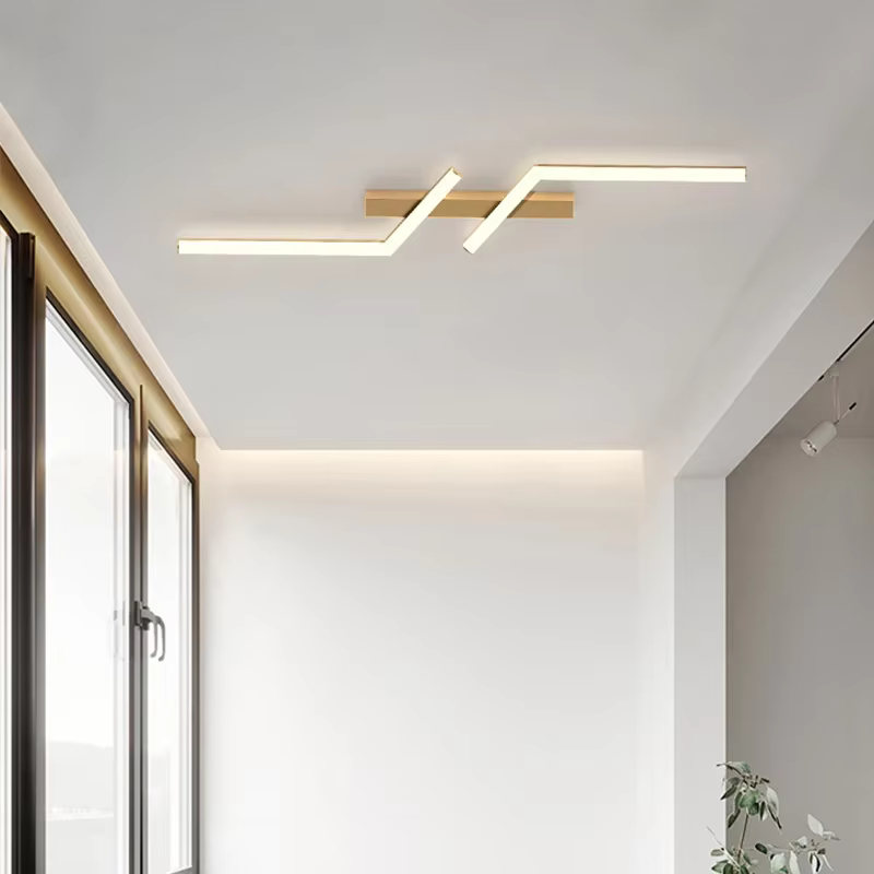 Moderne LED ligne plafonnier moderne salon salle à manger chambre principale étude luminaire or noir