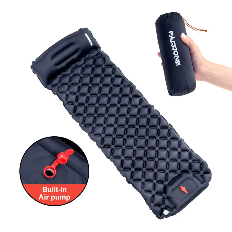 Camping en plein air Gonflable Matelas Couchage Pad Avec Oreillers Ultra Léger Air Mat Intégré Gonfl