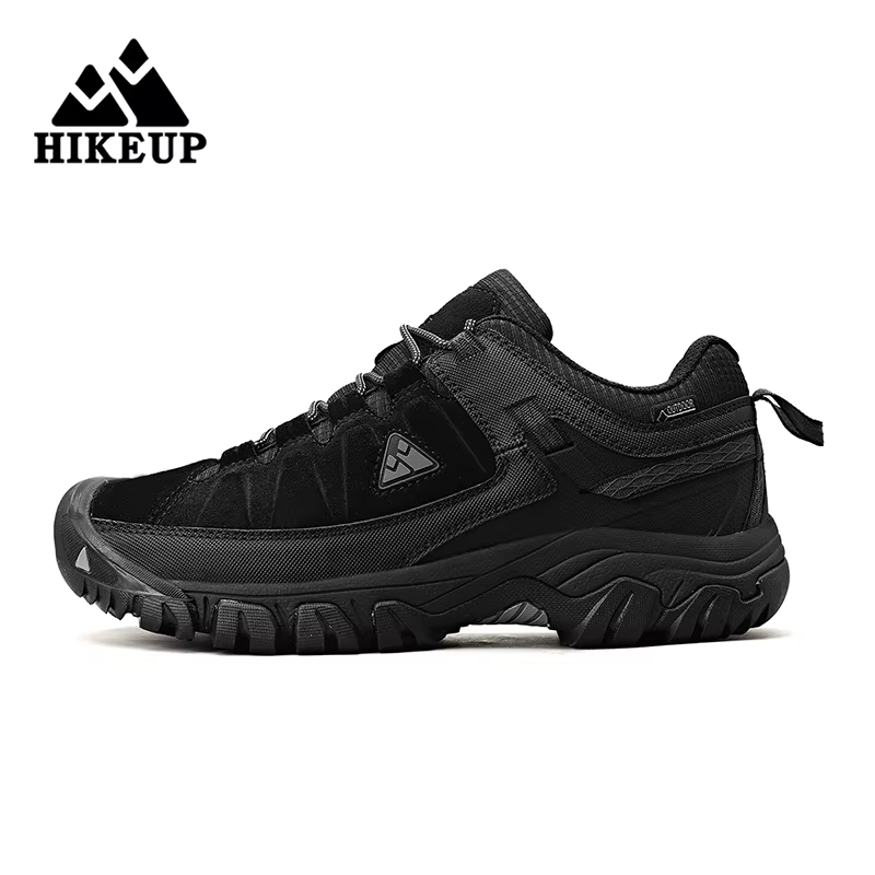 HIKEUP-Chaussures de randonnée en cuir durable pour hommes, baskets de marche en plein air, semelle
