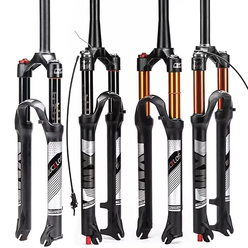 BUCKLOS VTT fourche pneumatique 9*100mm vélo Suspension pneumatique fourche voyage 120mm Tube droit/