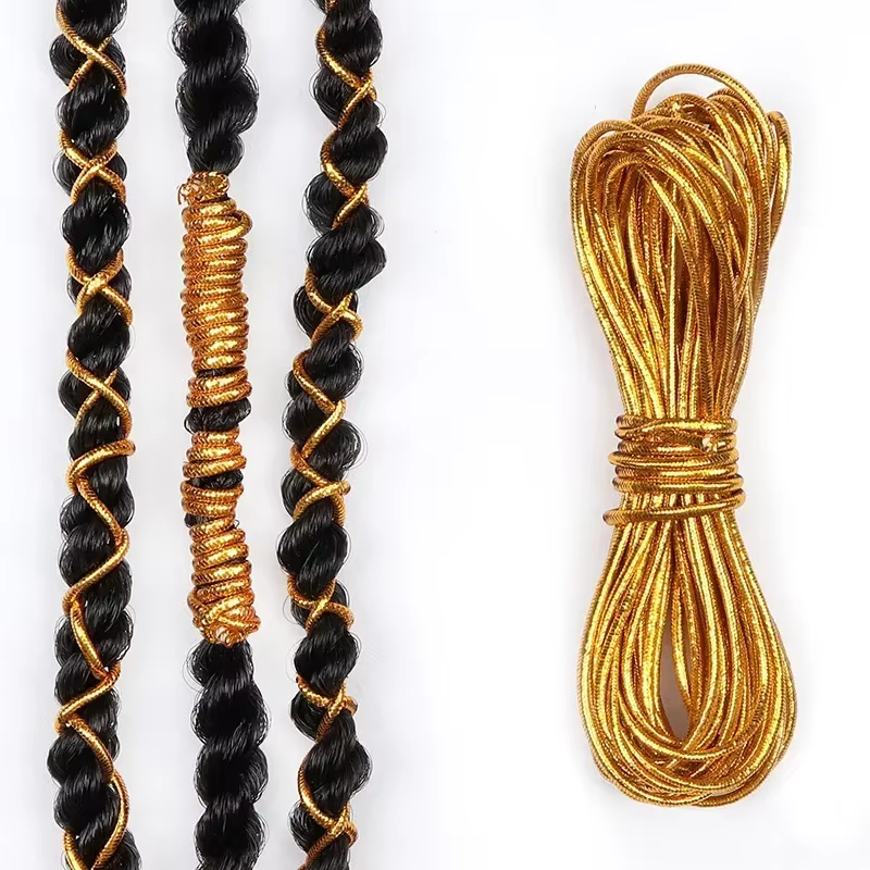 Dreadlock tresses cheveux accessoires or tressage cheveux déco style miroitant extensible africain t