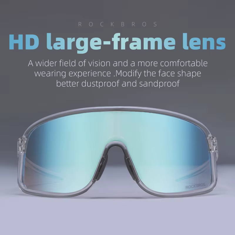 ROCKBROS lunettes photochromiques HD lentille à grande monture lunettes de soleil d'équitation en pl
