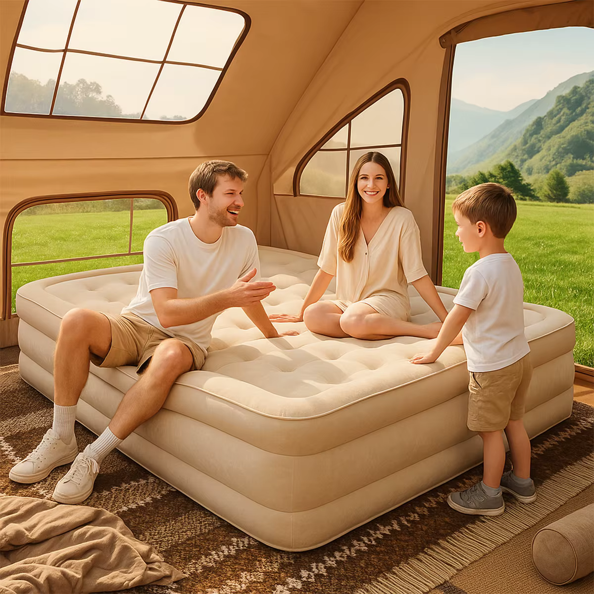Matelas pneumatique gonflable Queen 16i "avec pompe intégrée, lit pneumatique Portable et Durable en