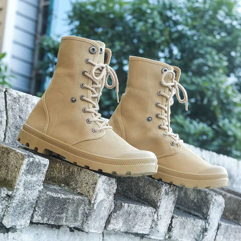 Chaussures de randonnée en plein air pour hommes, baskets montantes en toile, bottes de Combat tacti