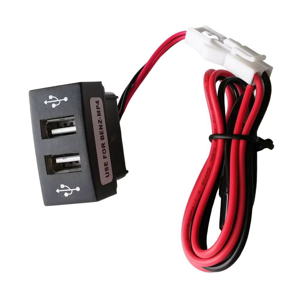 Chargeur double USB pour camion Mercedes Benz Actros MP4, entrée DC 24V, sortie DC 5V 2,1a/2,1a, 1 p
