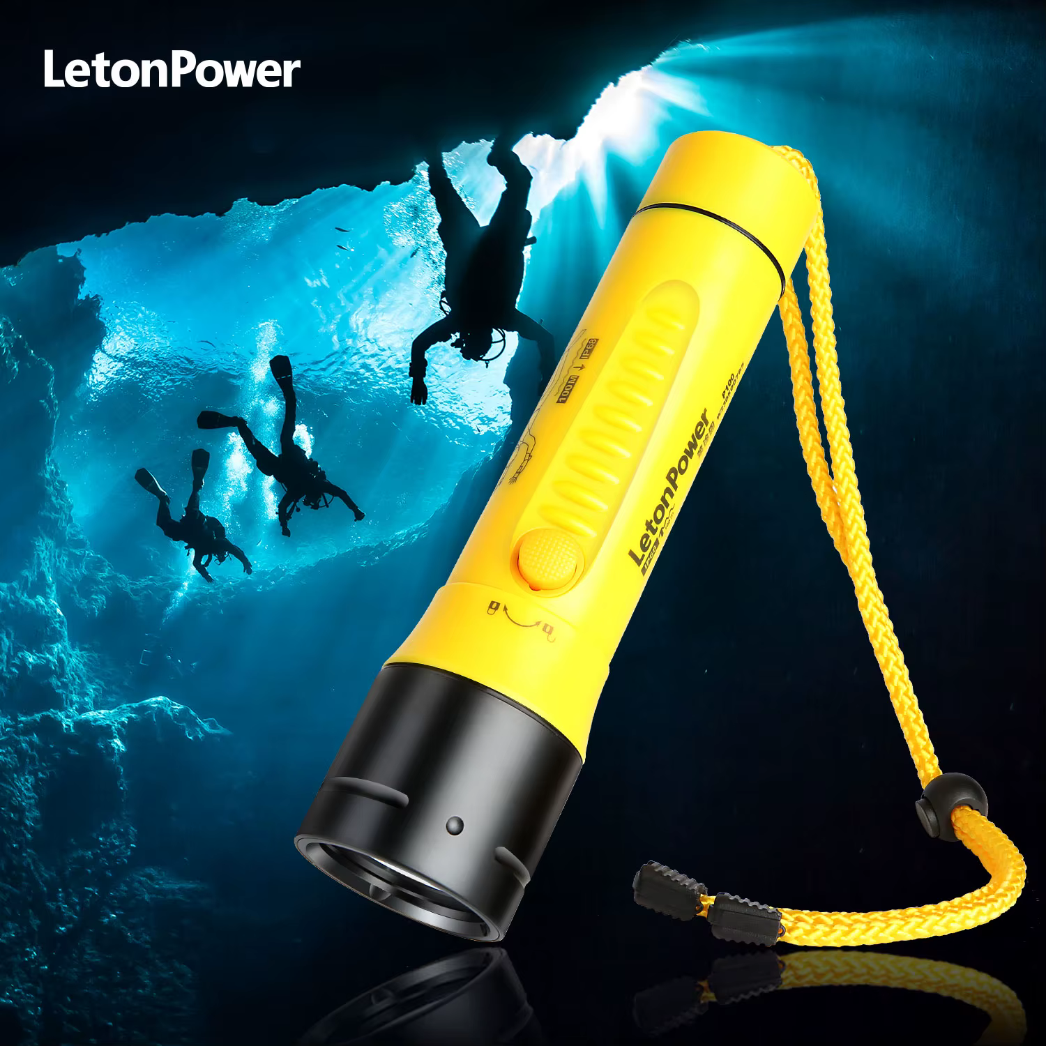 Lampe de poche de plongée 3000LM CERR LED mise au point longue étanche nuit submersible pêche IPX8 e