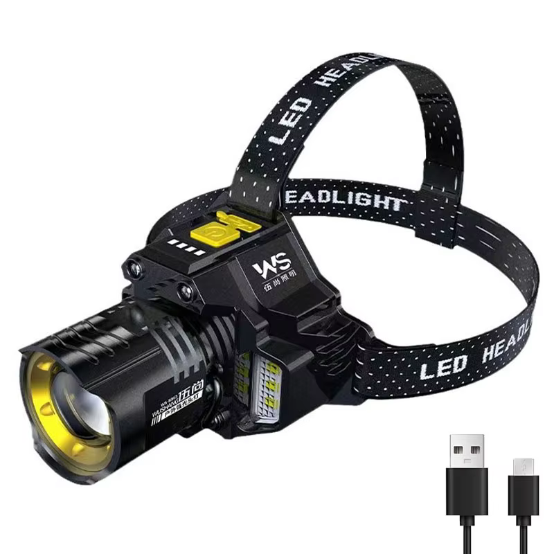 Lampe frontale LED puissante et Rechargeable avec phare télescopique Zoomable-lumière frontale de tr