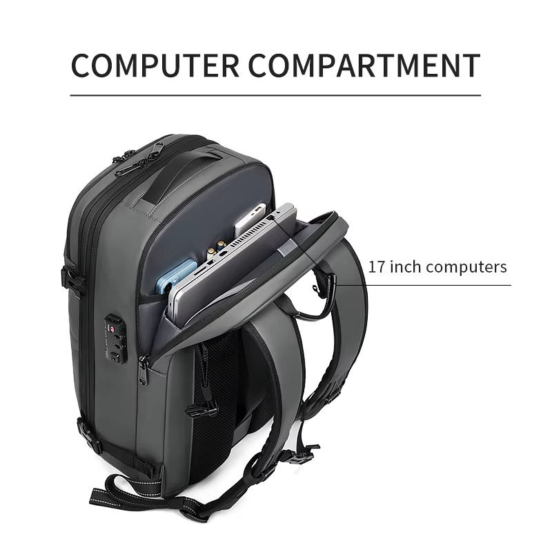 Sac à dos de voyage à compression sous vide pour hommes, sac à dos pour ordinateur portable 17 pouce
