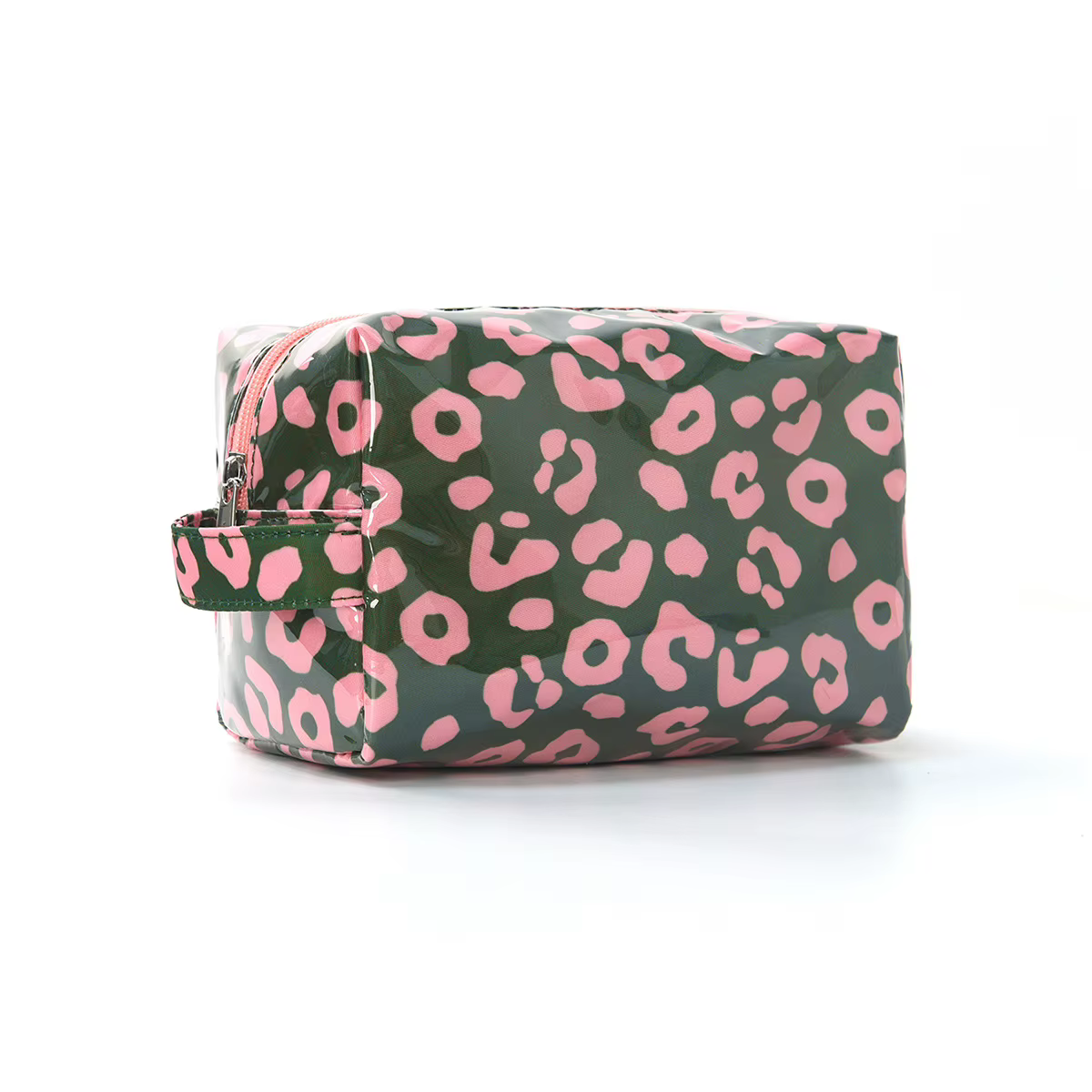 Trousse de maquillage léopard avec poignée, trousse de toilette imperméable en PVC brillant, organis