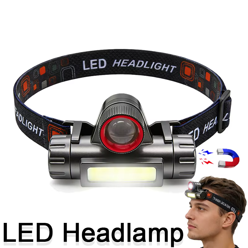 Lampe frontale LED rechargeable puissante avec zoom télescopique - Lampe frontale de travail étanche