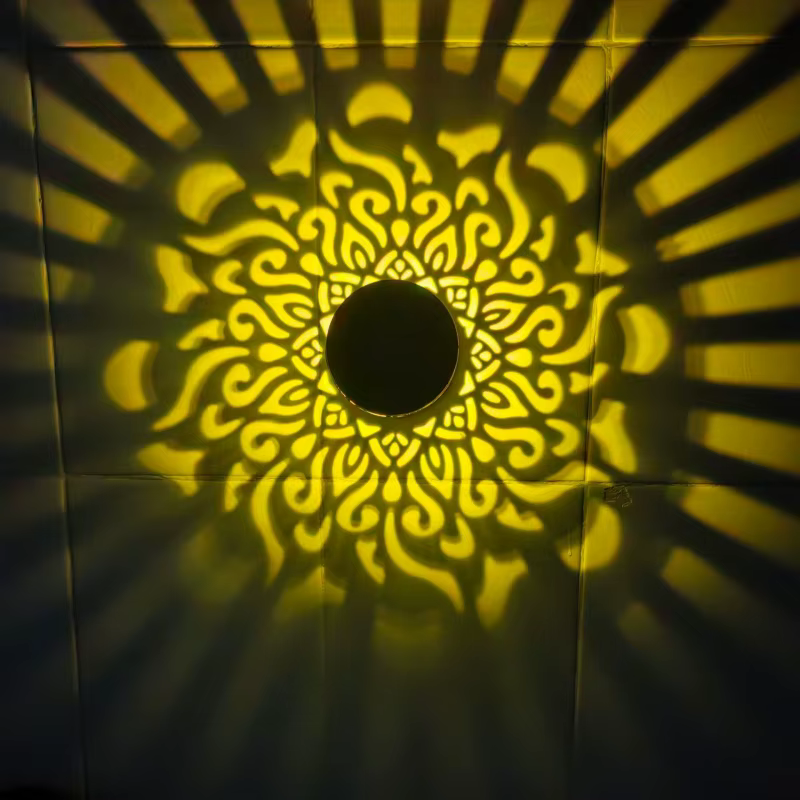 Lanterne Mandala colorée à LED solaire, lampe murale de projection extérieure pour jardin, terrasse