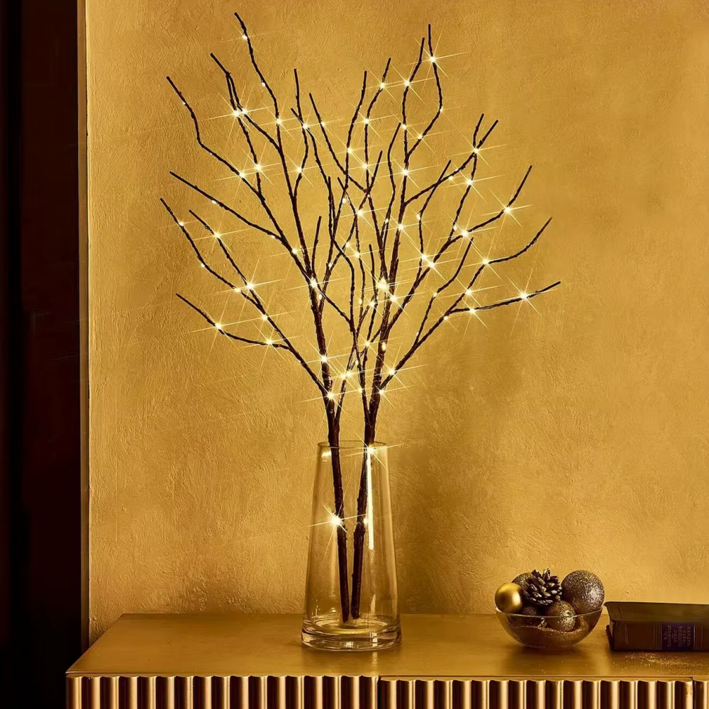Lampe LED en fil de cuivre pour la décoration de la cour de la maison, lampe à branche simple, style
