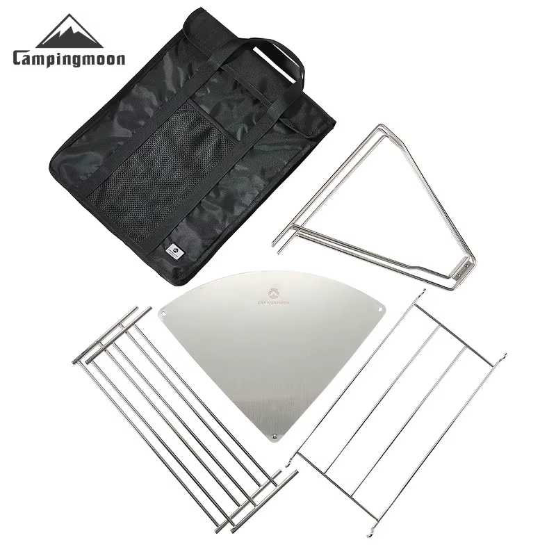 CAMPINGMOON SOLO-A3 Table de feu portable en acier inoxydable avec ponts réglables Barbecue de campi