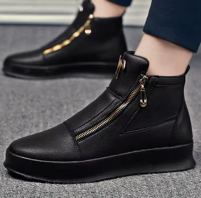Bottes de rinçage en cuir blanc pour hommes, chaussures de skateboard, chaussures de sport à platefo