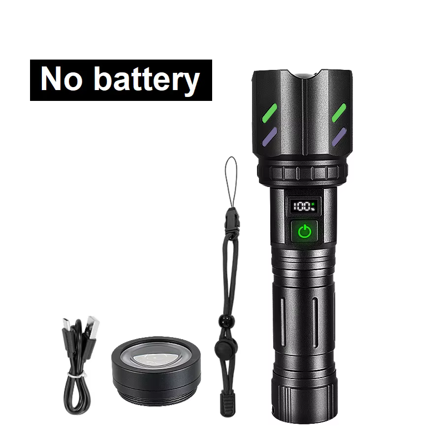 Lampe torche LED la plus puissante de 2025 – Allumage concentré, affichage de la puissance, torche t