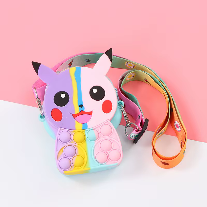 Joli sac de mode Pokemon Pikachu, petit sac de rangement princesse en Silicone, messager figurines d