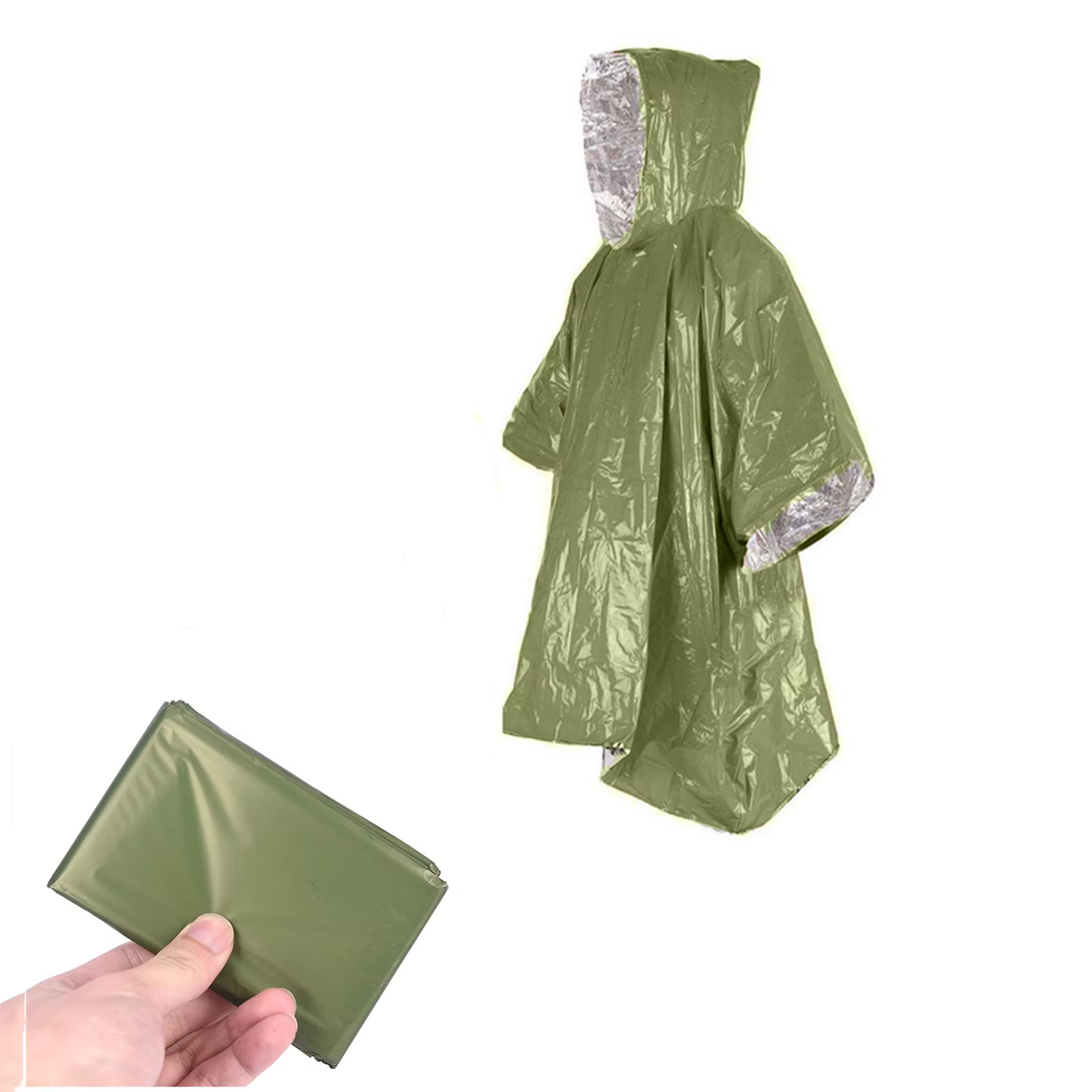 Poncho de survie d'urgence, couverture thermique de survie, imperméable thermique réfléchissant la c