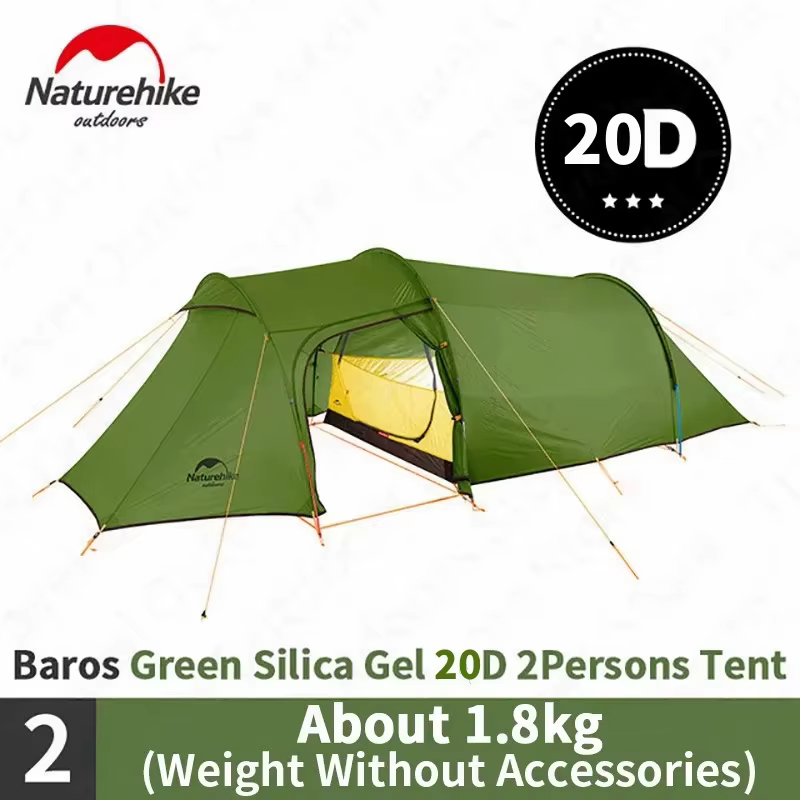 Naturehike – tente Tunnel Barros pour 3 personnes, 4 saisons, tissu en Silicone 20D, résistant au ve