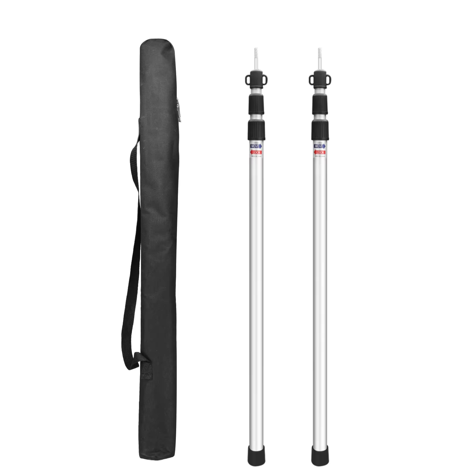 Poteaux de tente télescopiques en aluminium de 2,3 m de haut (lot de 2) – Barres de tente portables 