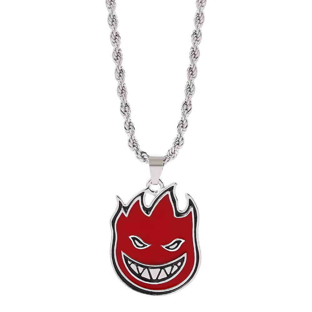 Collier Flamme Tendance Hip-Hop Style Urbain Européen et Américain, Bijou Accessoire pour Femmes et 