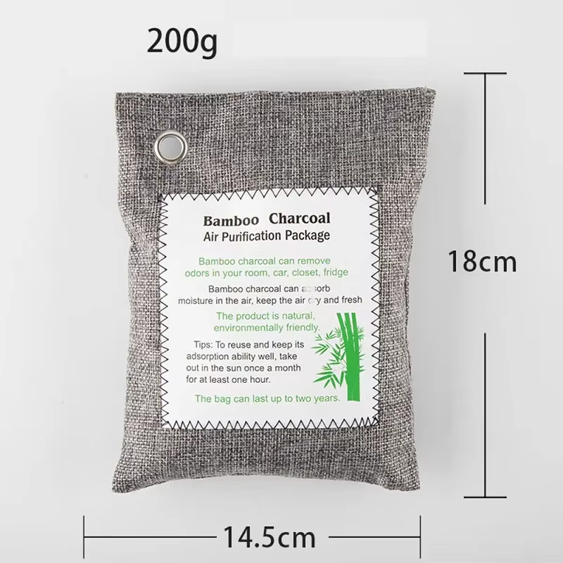 Sac de charbon de bambou naturel activé pour la maison, 200g, pour la déshumidification, la stérilis