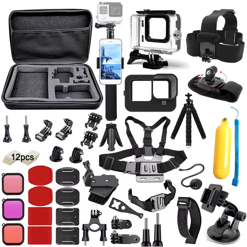Kit d'accessoires pour Gopro Hero 13 12, ensemble d'accessoires noirs, boîtier étanche, filtre, prot
