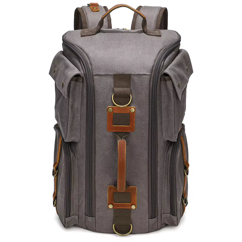 Sac à dos en cuir vintage pour homme et femme, sac à dos en toile cirée, sac à dos de voyage à main,