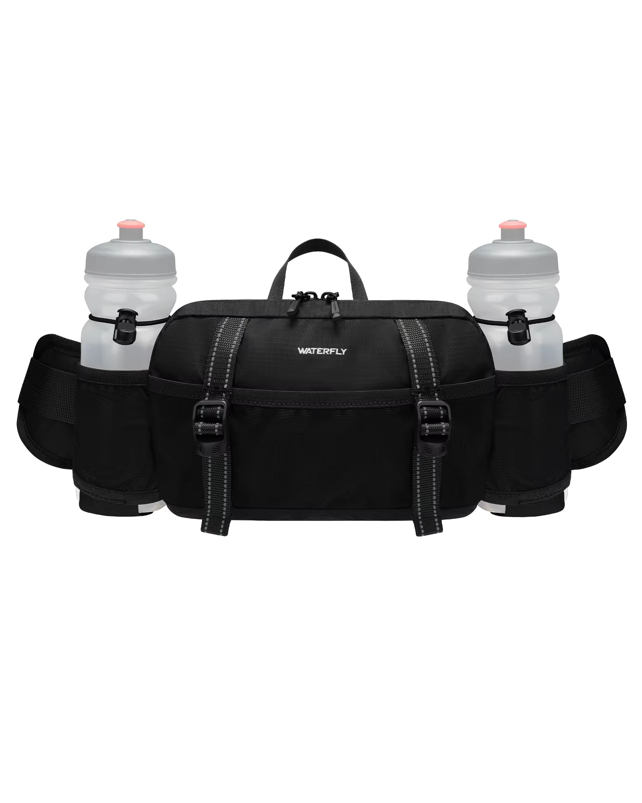 WATERFLY Sac banane de randonnée 3L – Sac de taille avec 2 porte-bouteilles et 9 poches, ceinture ré