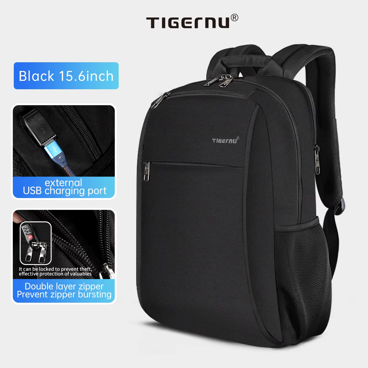 Sac à dos étanche pour ordinateur portable pour homme, sac de voyage pour l'école, port de chargemen