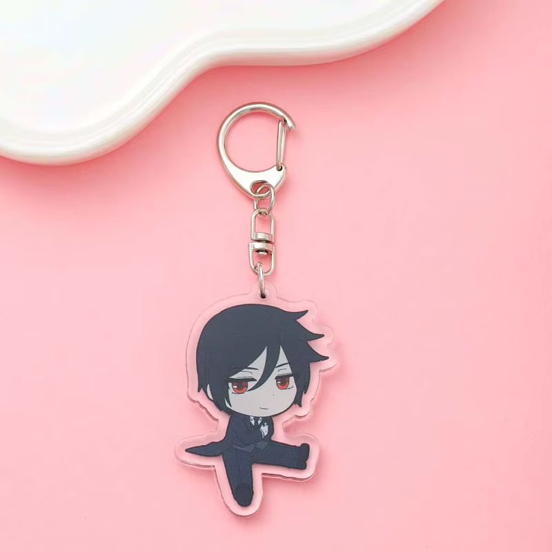 1/8 Pièces Figurines Anime Black Butler Porte-clés en Acrylique Mignon Pendentif de Sac à Dos Breloq