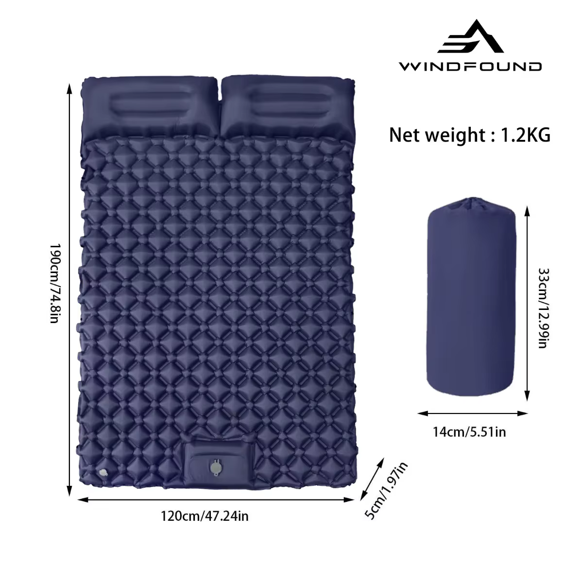 Matelas gonflable double pour le camping en plein air, pompe intégrée, résistant à l'humidité, confo