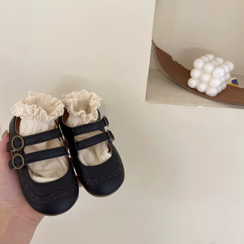 Chaussures en cuir souples coordonnantes pour filles, chaussures polyvalentes pour enfants, chaussur