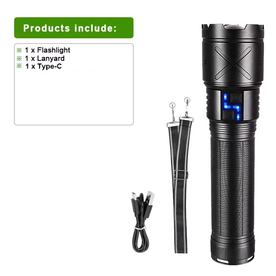 2025 Nouvelle lampe de poche LED - Lampe de poche zoom à chargement USB super lumineuse - Lampe de p