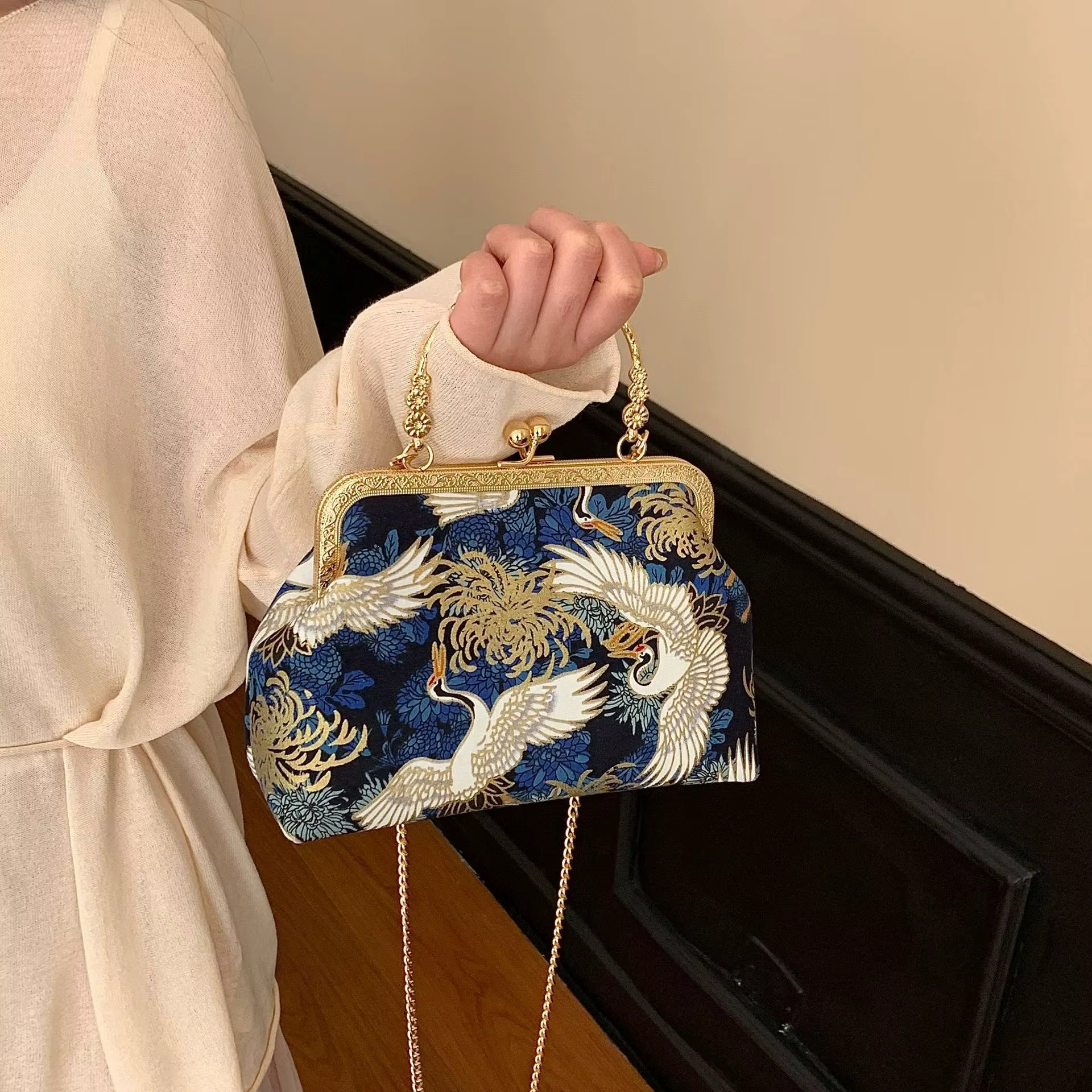 Sac à bandoulière en similicuir pour femme, broderie florale vintage, réglable, sac à main quotidien