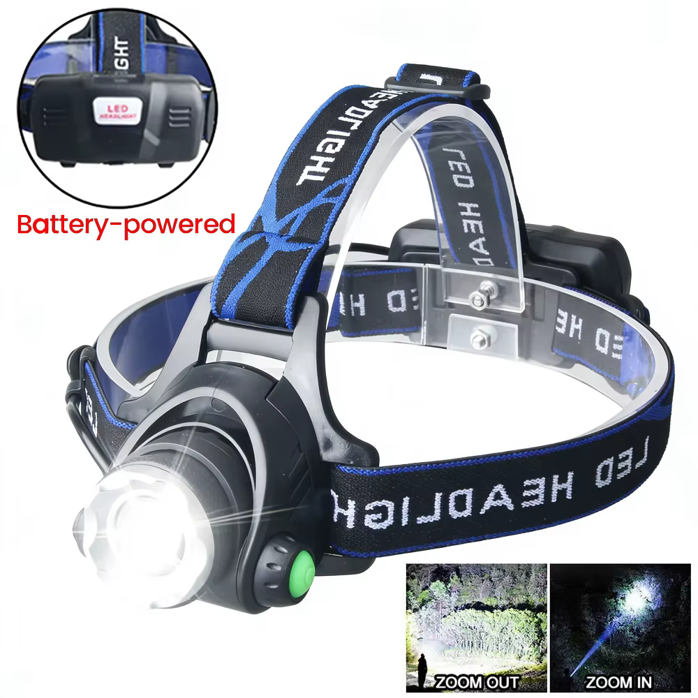 Lampe frontale LED puissante rechargeable, zoom télescopique, étanche, pour extérieur, travail, haut